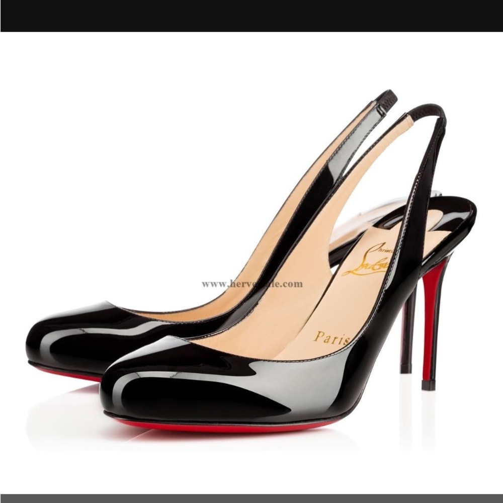 Christian Louboutin Fifi Patent Leather Slingback Heels 85 mm size 40